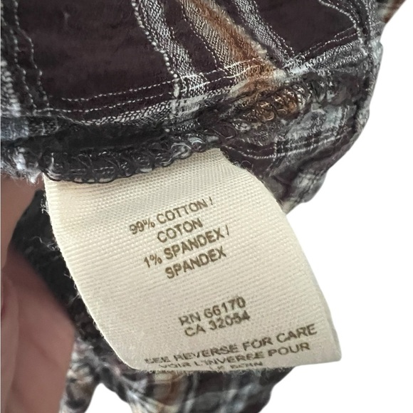 Free People Plaid Button Down Long Top Shirt Peplum Hem Lightweight Small - Picture 8 of 8